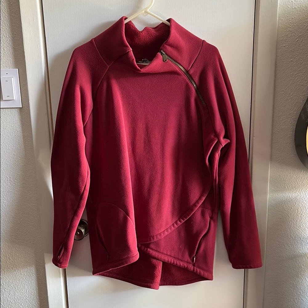 Athleta Red Asymmetrical Zip Jacket Sz XL